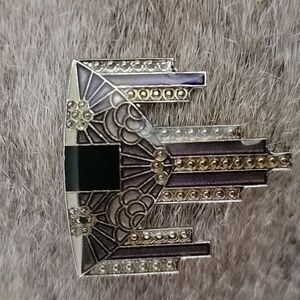 Vtg. Art Deco Pierre Bex Purple & Black Enamel Brooch